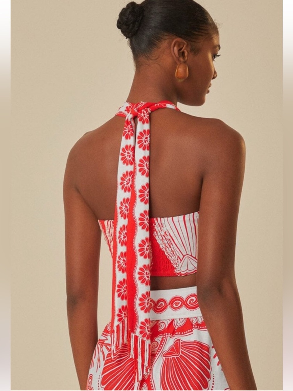 Farm Rio Red Ainika Shell Crop Top - Picture 5 of 7